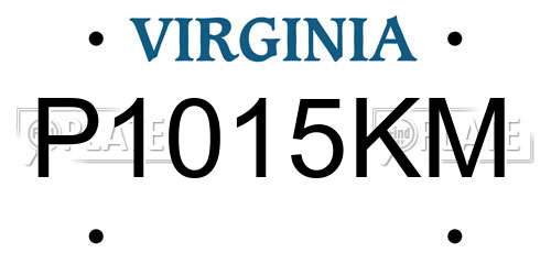P1015KM Virginia License Plate