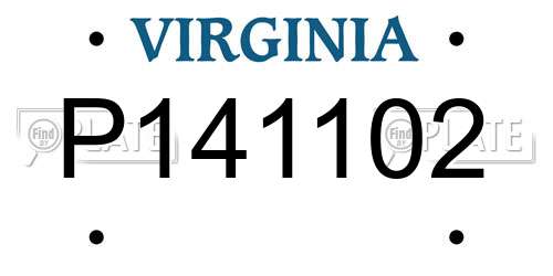 P141102 Virginia License Plate