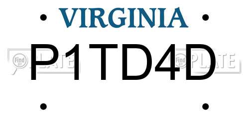 P1TD4D Virginia License Plate
