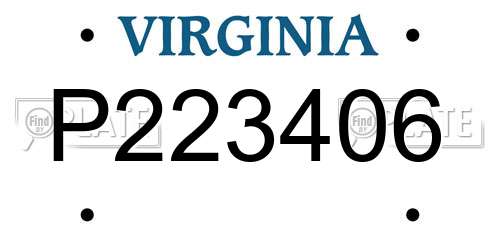 P223406 Virginia License Plate