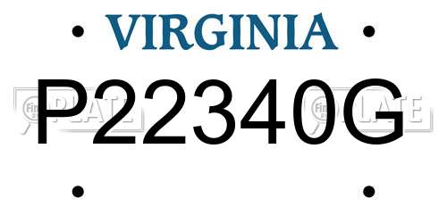 P22340G Virginia License Plate