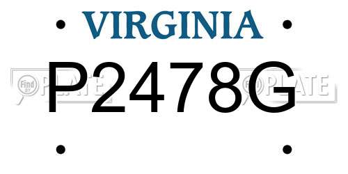 P2478G Virginia License Plate