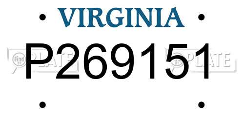 P269151 Virginia License Plate