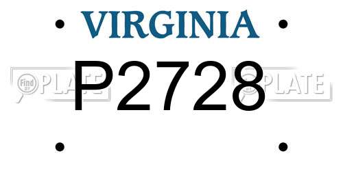 P2728 Virginia License Plate