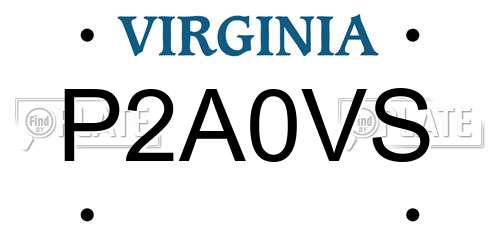 P2A0VS Virginia License Plate