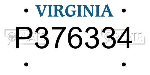 P376334 Virginia License Plate