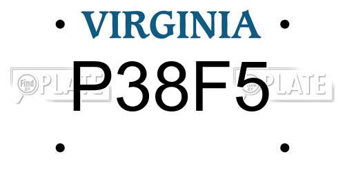 P38F5 Virginia License Plate