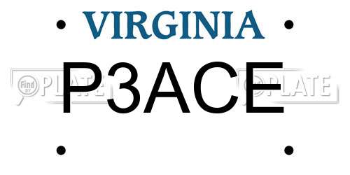 P3ACE Virginia License Plate