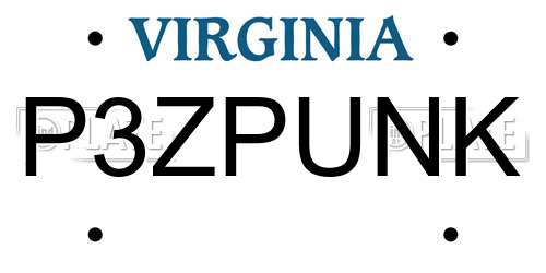 P3ZPUNK Virginia License Plate