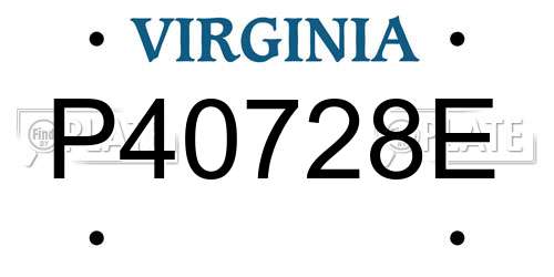 P40728E Virginia License Plate