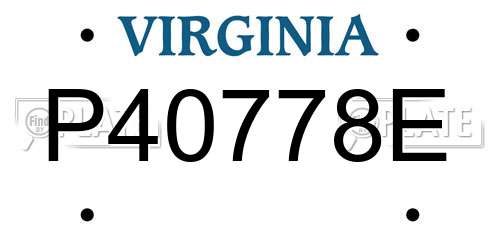 P40778E Virginia License Plate