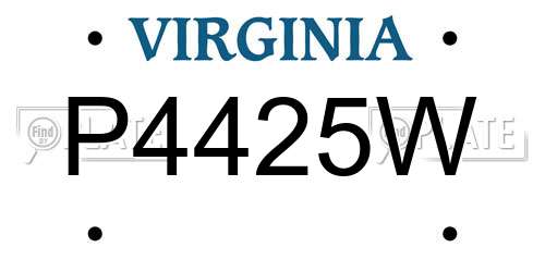P4425W Virginia License Plate