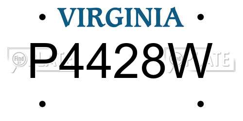 P4428W Virginia License Plate