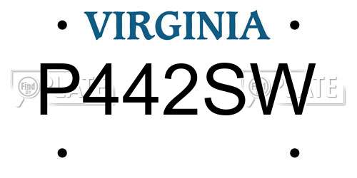 P442SW Virginia License Plate