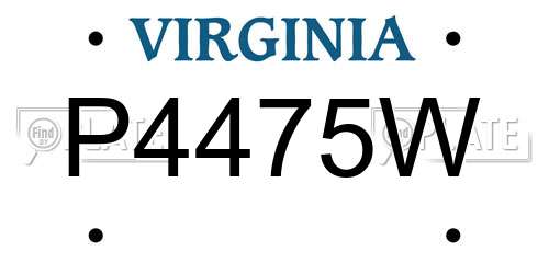 P4475W Virginia License Plate