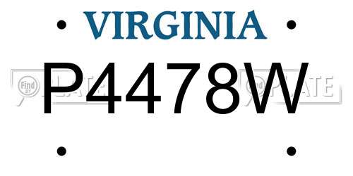 P4478W Virginia License Plate