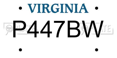 P447BW Virginia License Plate