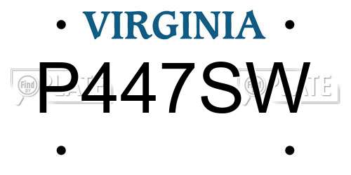 P447SW Virginia License Plate