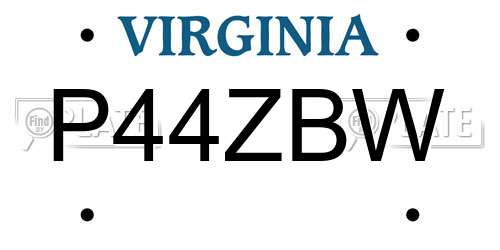 P44ZBW Virginia License Plate