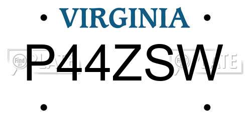 P44ZSW Virginia License Plate