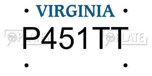 P451TT Virginia License Plate