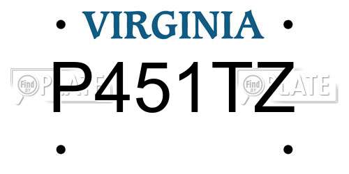 P451TZ Virginia License Plate