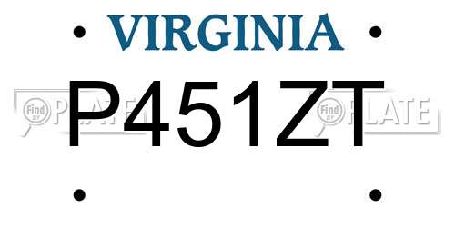 P451ZT Virginia License Plate