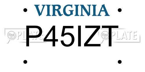 P45IZT Virginia License Plate