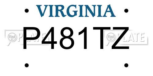 P481TZ Virginia License Plate
