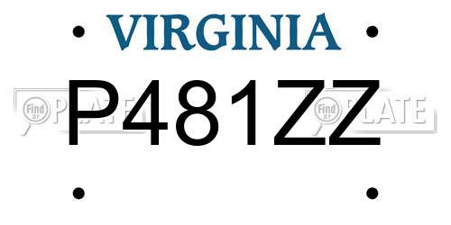 P481ZZ Virginia License Plate
