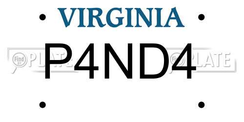 P4ND4 Virginia License Plate