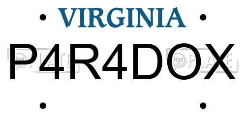 P4R4DOX Virginia License Plate
