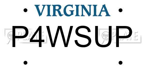 P4WSUP Virginia License Plate