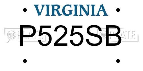 P525SB Virginia License Plate