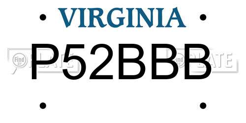 P52BBB Virginia License Plate