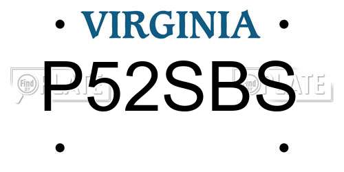 P52SBS Virginia License Plate