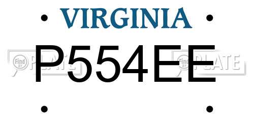 P554EE Virginia License Plate