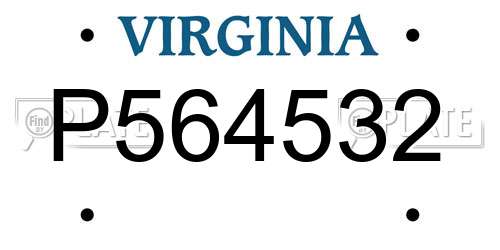 P564532 Virginia License Plate