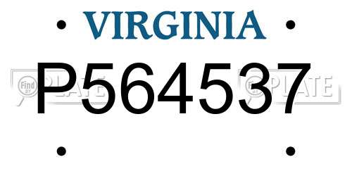 P564537 Virginia License Plate