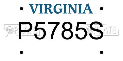 P5785S Virginia License Plate