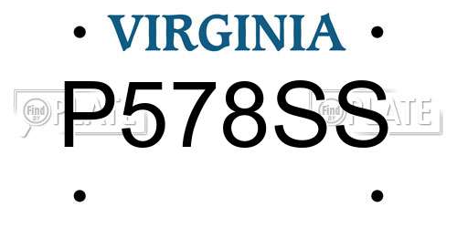 P578SS Virginia License Plate