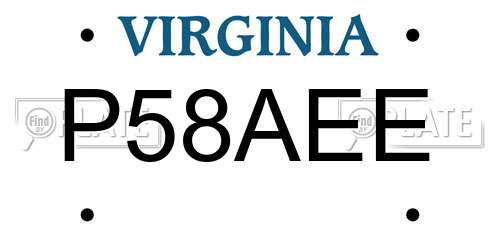 P58AEE Virginia License Plate