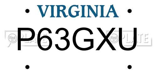 P63GXU Virginia License Plate