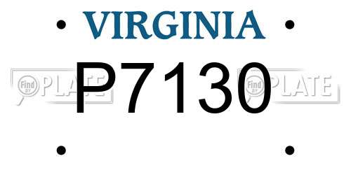 P7130 Virginia License Plate