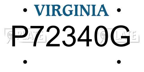 P72340G Virginia License Plate