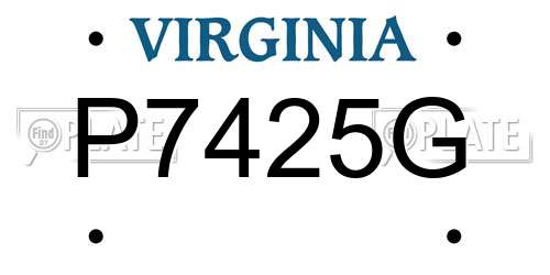 P7425G Virginia License Plate