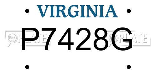 P7428G Virginia License Plate