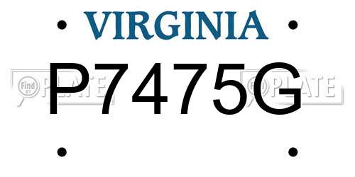 P7475G Virginia License Plate