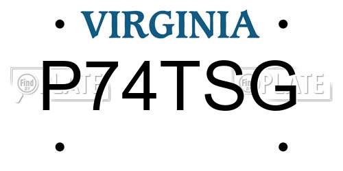 P74TSG Virginia License Plate