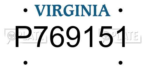 P769151 Virginia License Plate